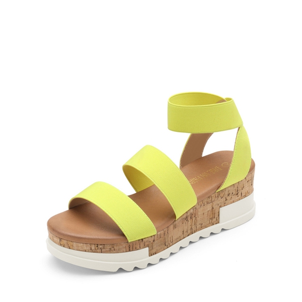 Platform Ankle Strap Sandals - NEON LIME -  0